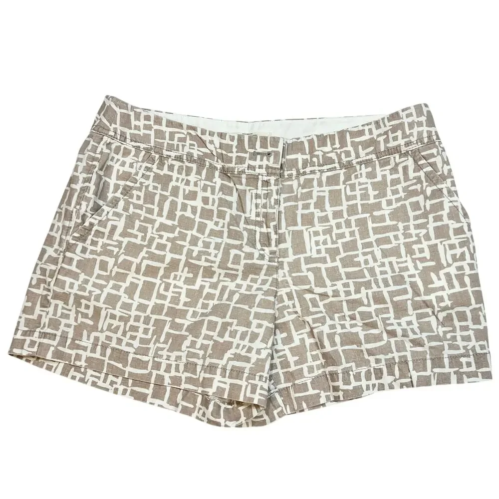 Ann Taylor LOFT Shorts Lot 3 Women 10 White Beige Geometric Linen Blend Casual
